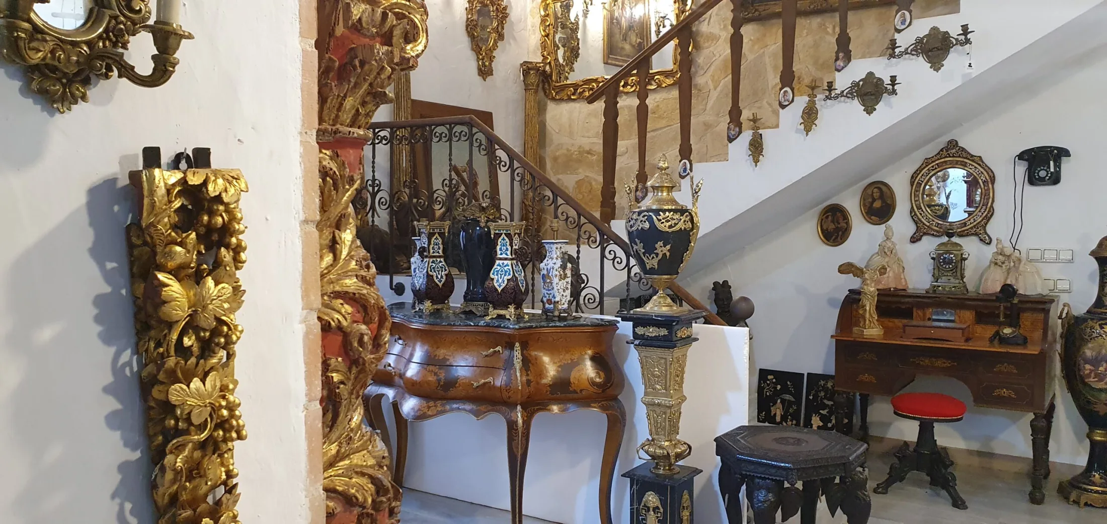 Antique rentals, decorative antique furniture featuring ornate details.