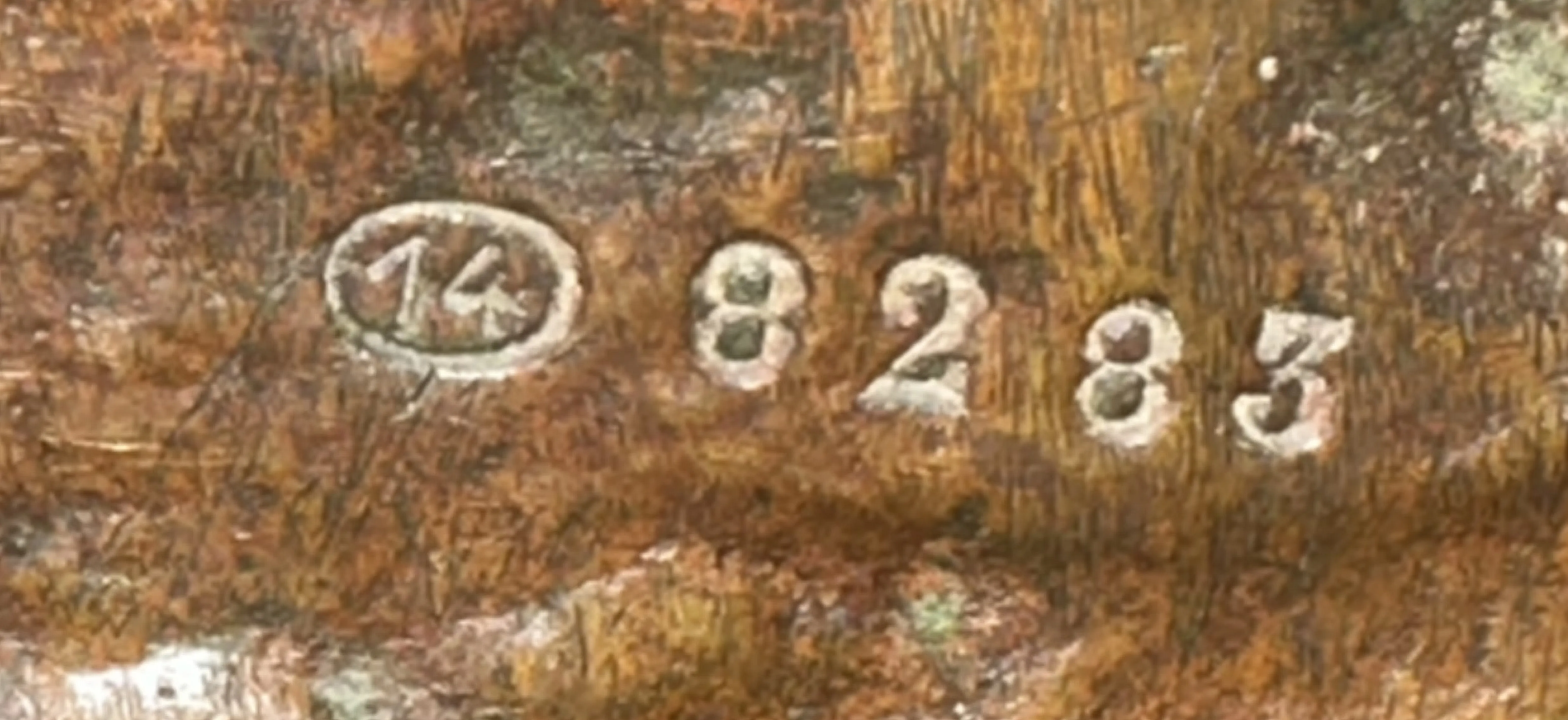 detail of antique with serial number 14 8283.