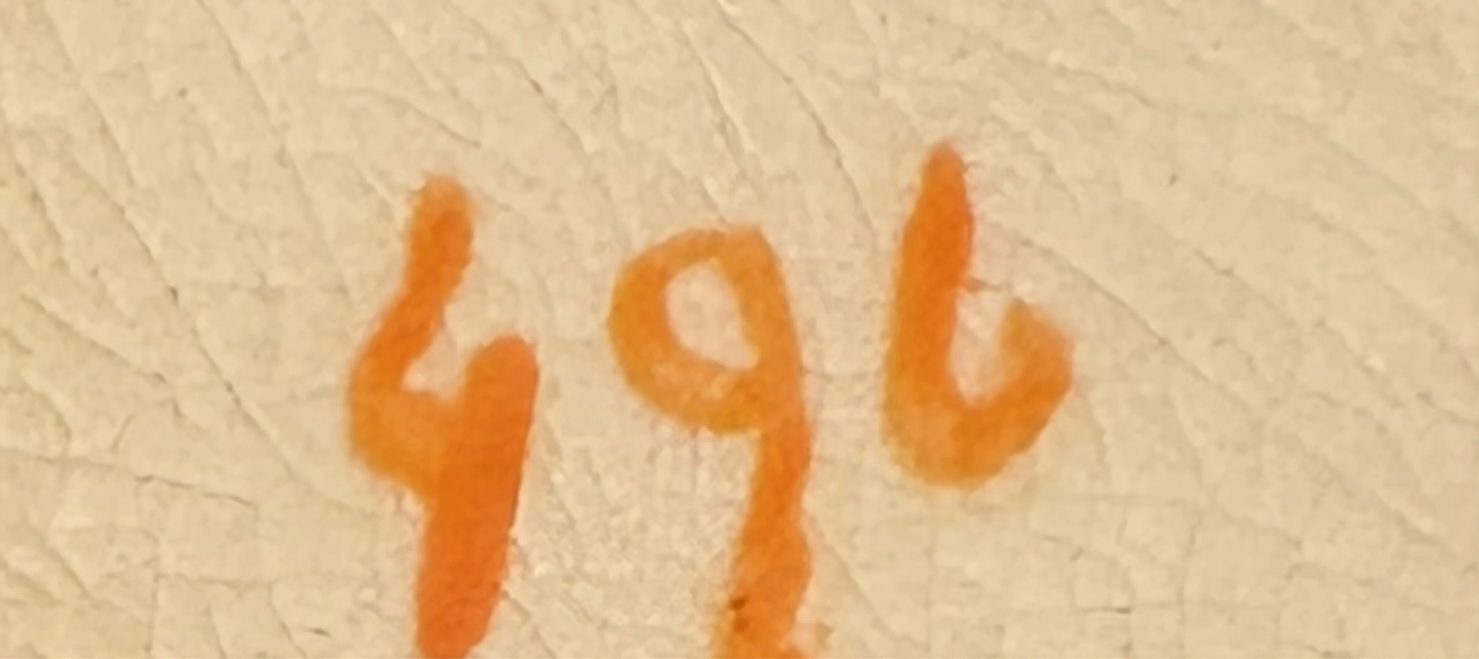 Antico con numero di serie 496 su sfondo chiaro.