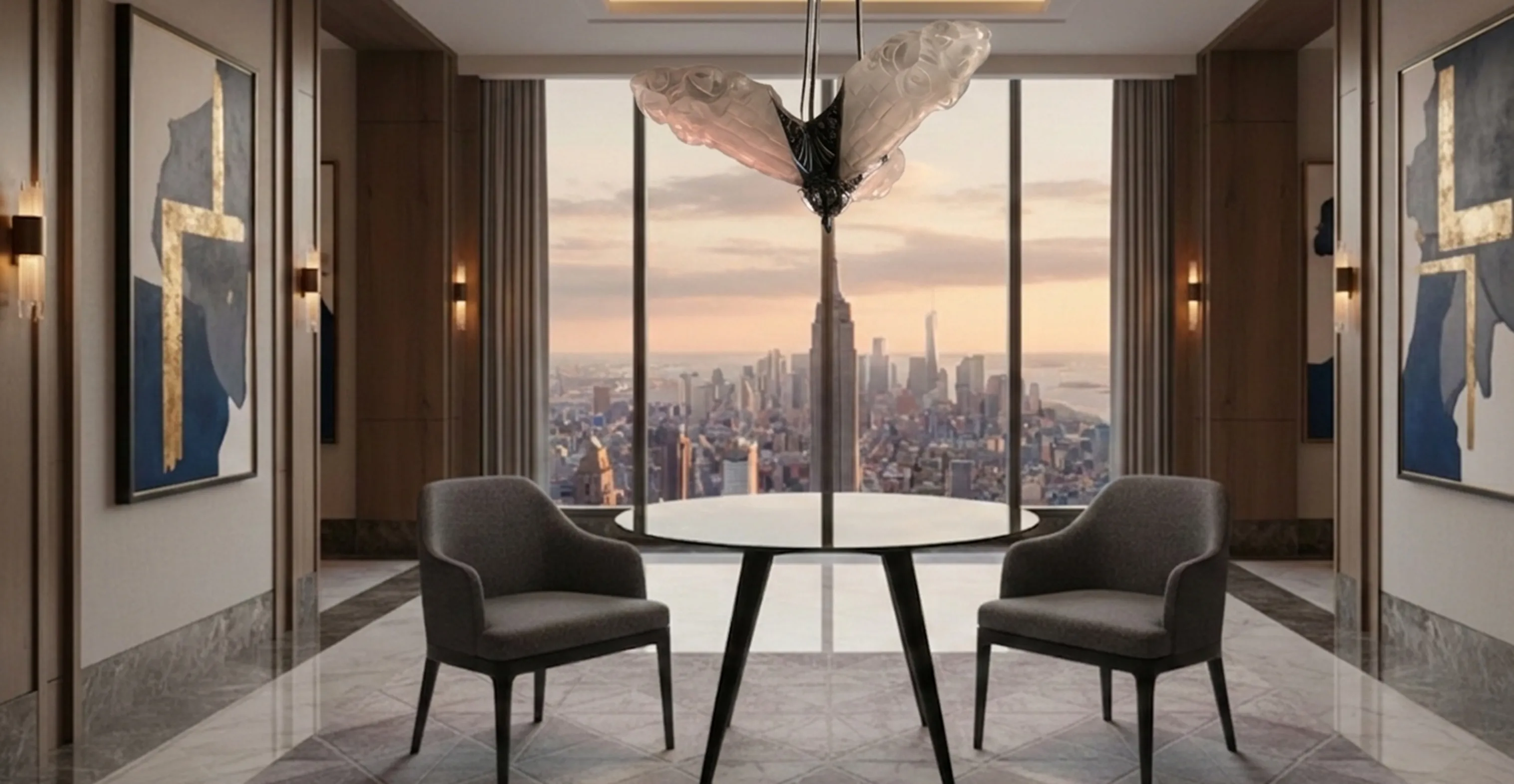 Antique Degue hanging lamp with an elegant design in a modern setting