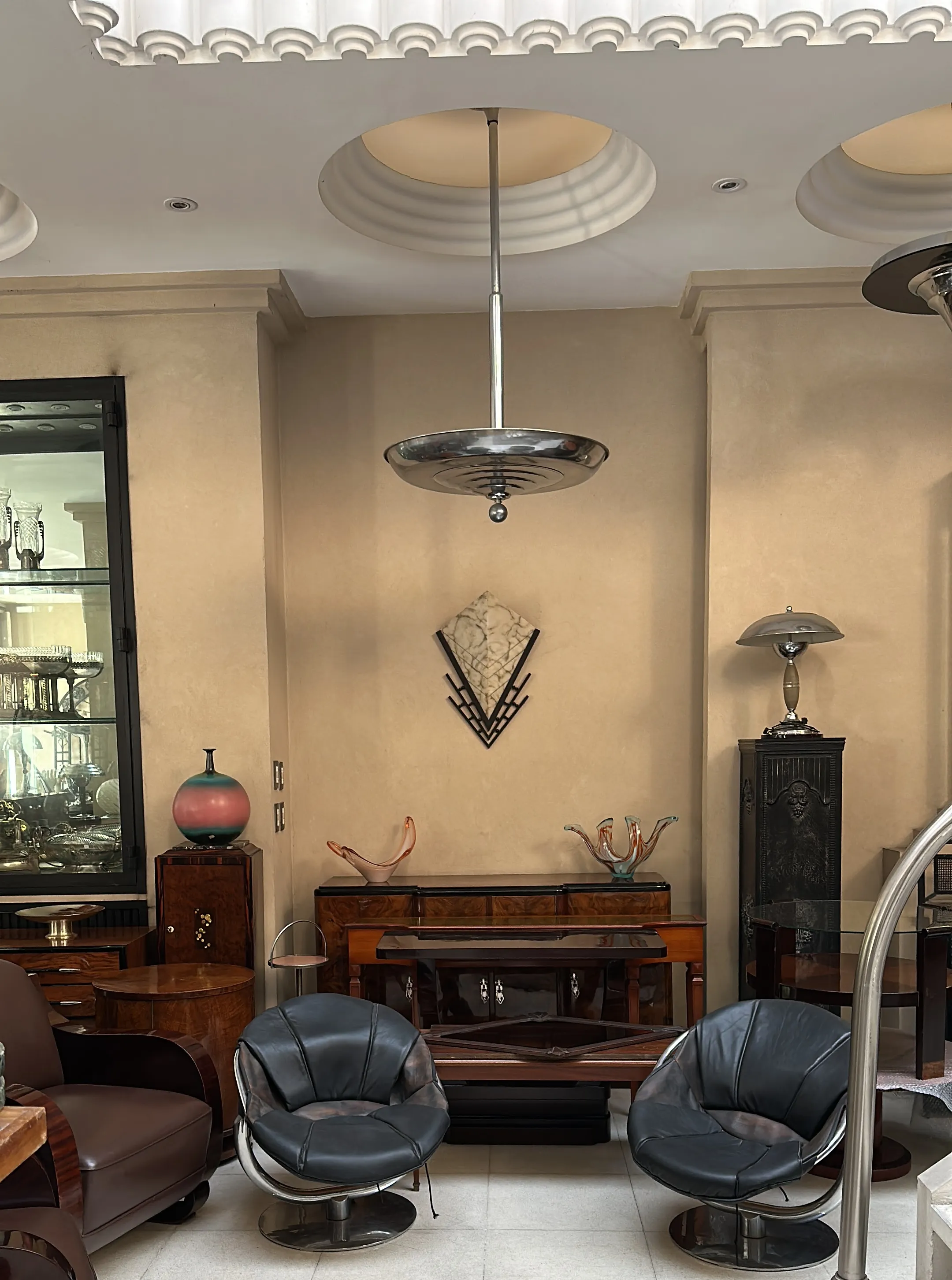 Antique hanging lamp in a sophisticated setting