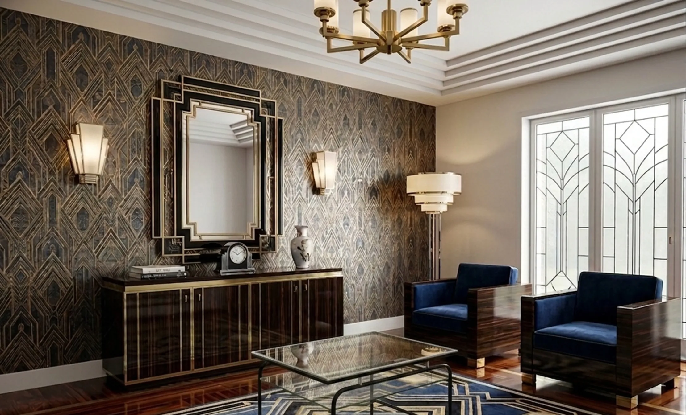 antique coffee table with elegant decor in living room