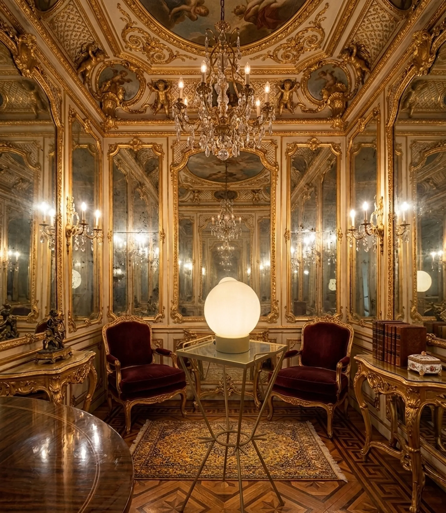 luminária de mesa antiga com luz suave em um ambiente elegante