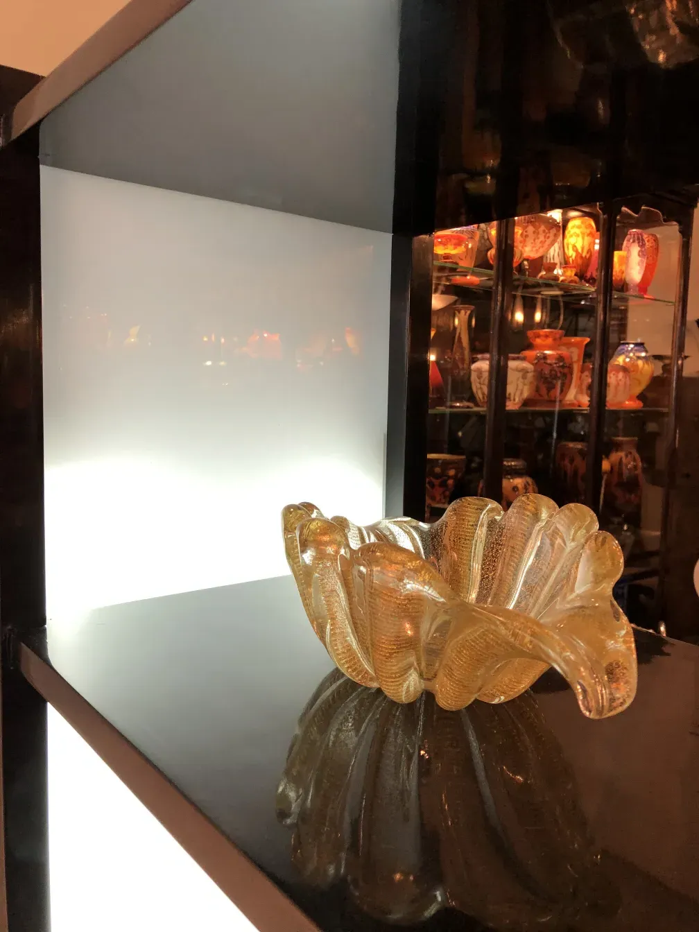 Antique bar with decorations in the background