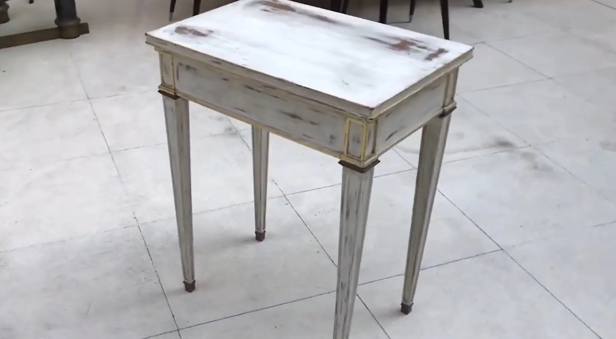 Antique wooden desk with a weathered finish