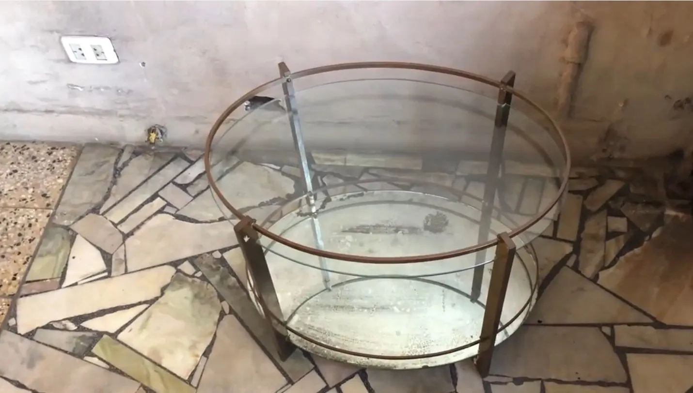 Antique bar with glass structure in a rustic setting