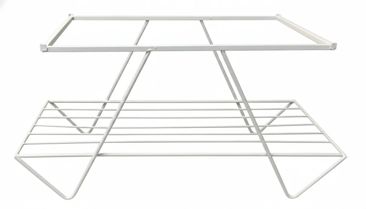 white antique garden table, elegant design with lower grid, perfect for outdoors