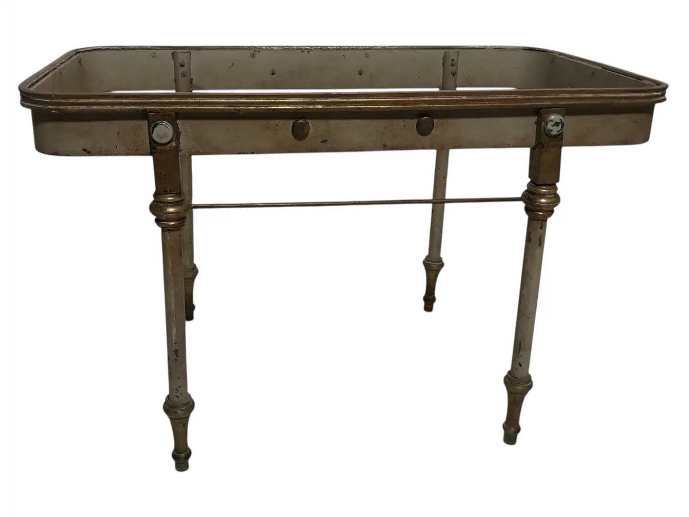 Antique garden table with decorative legs and a beautiful design.