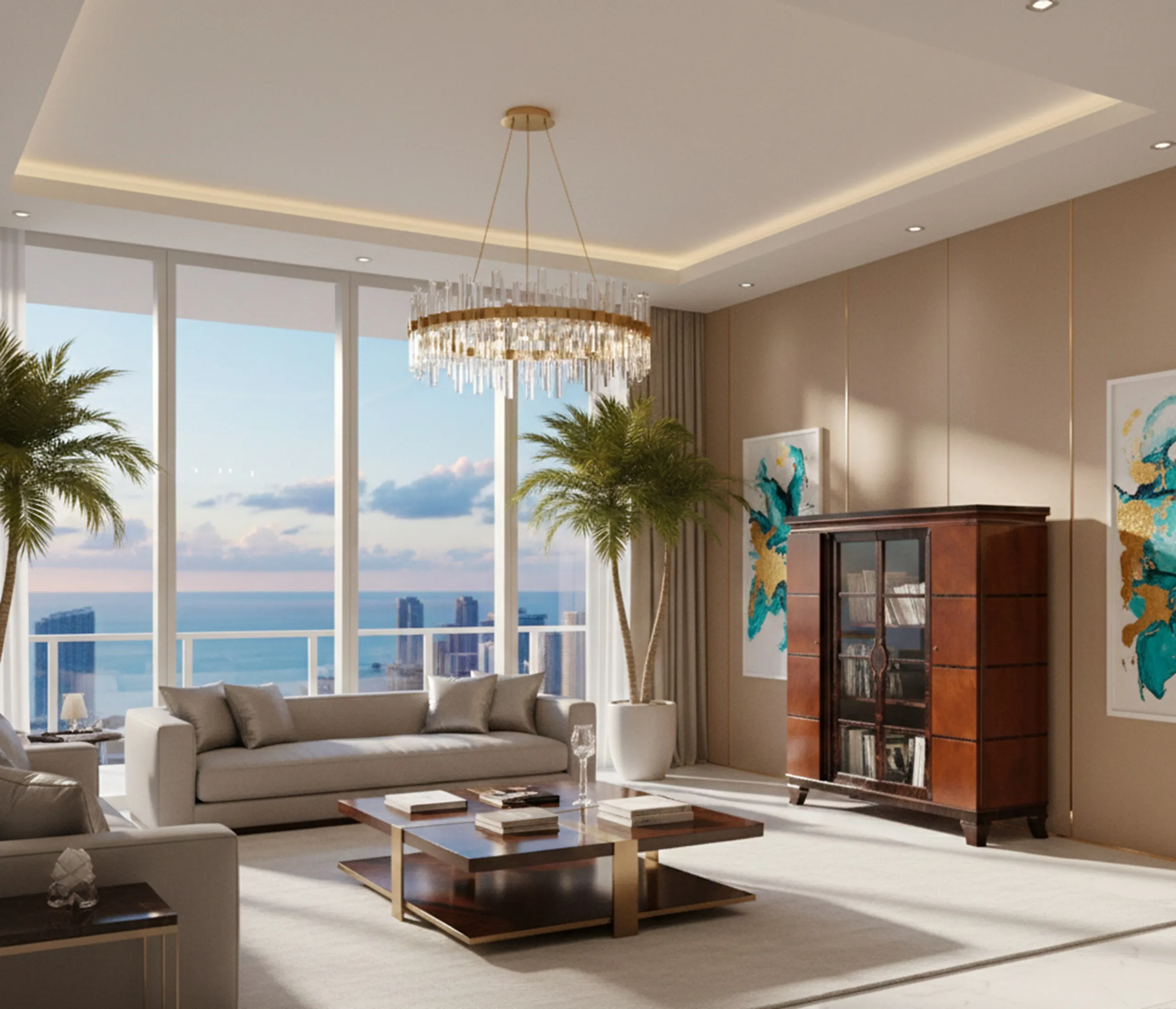 Antique bookcase with books, elegant style in a modern room.