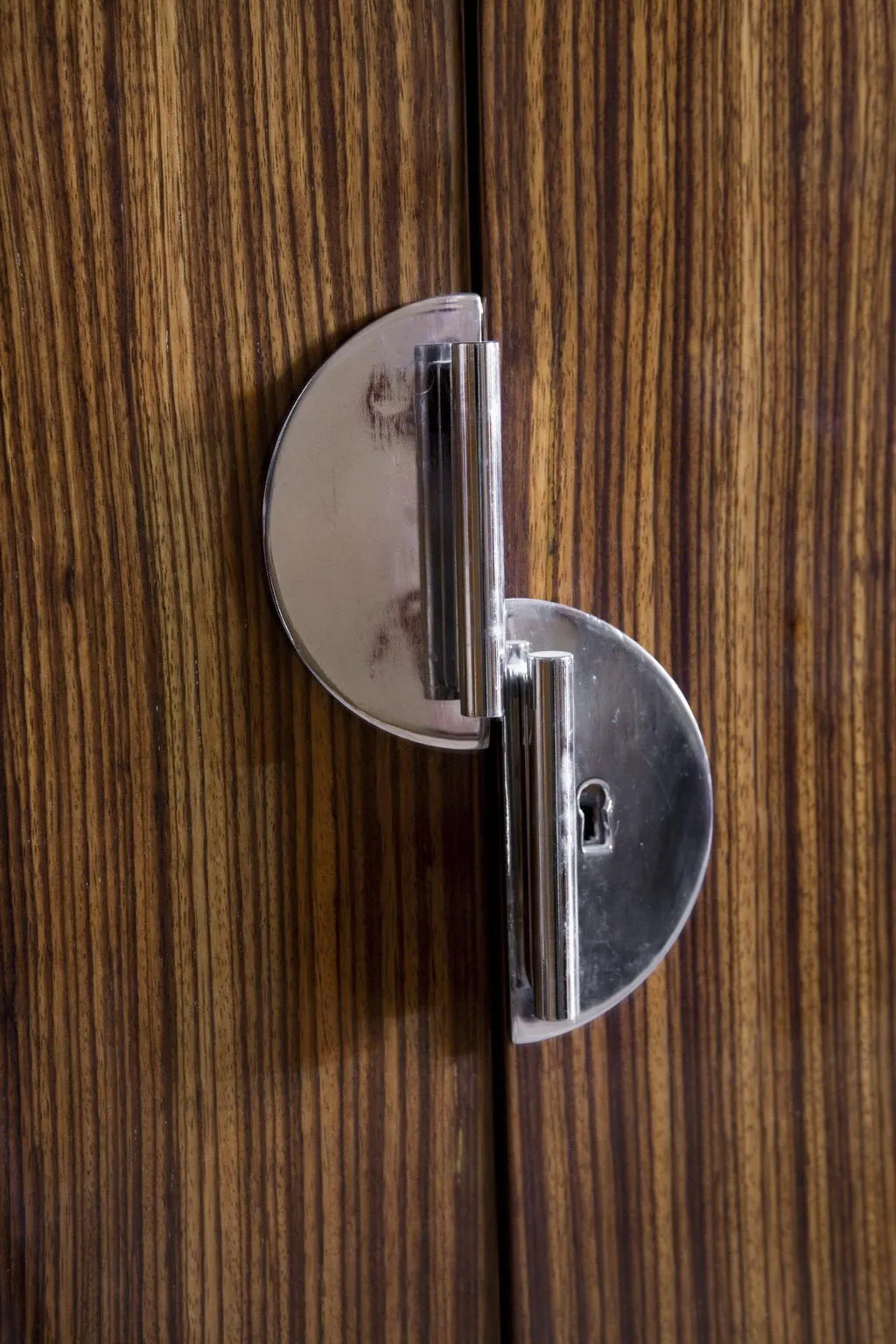 Lock on door of antique wood bookcase