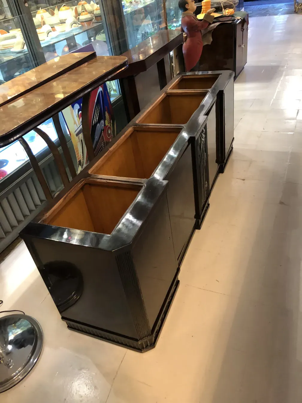 Antique bookcase with empty compartments, showcasing classic design