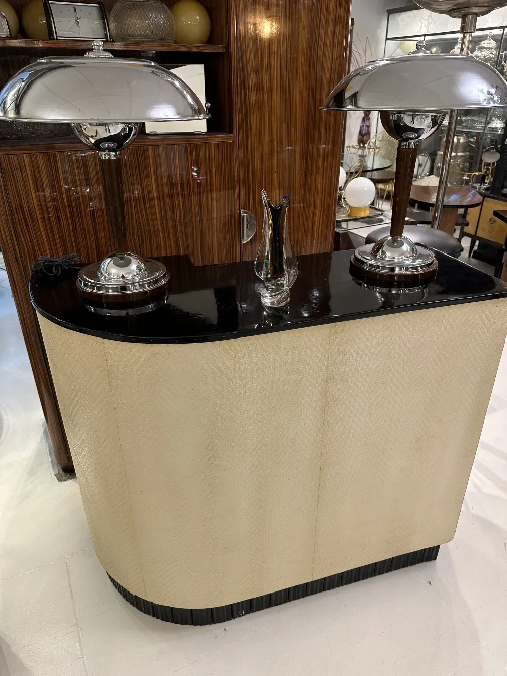 Antique bar with elegant design and steel accessories.