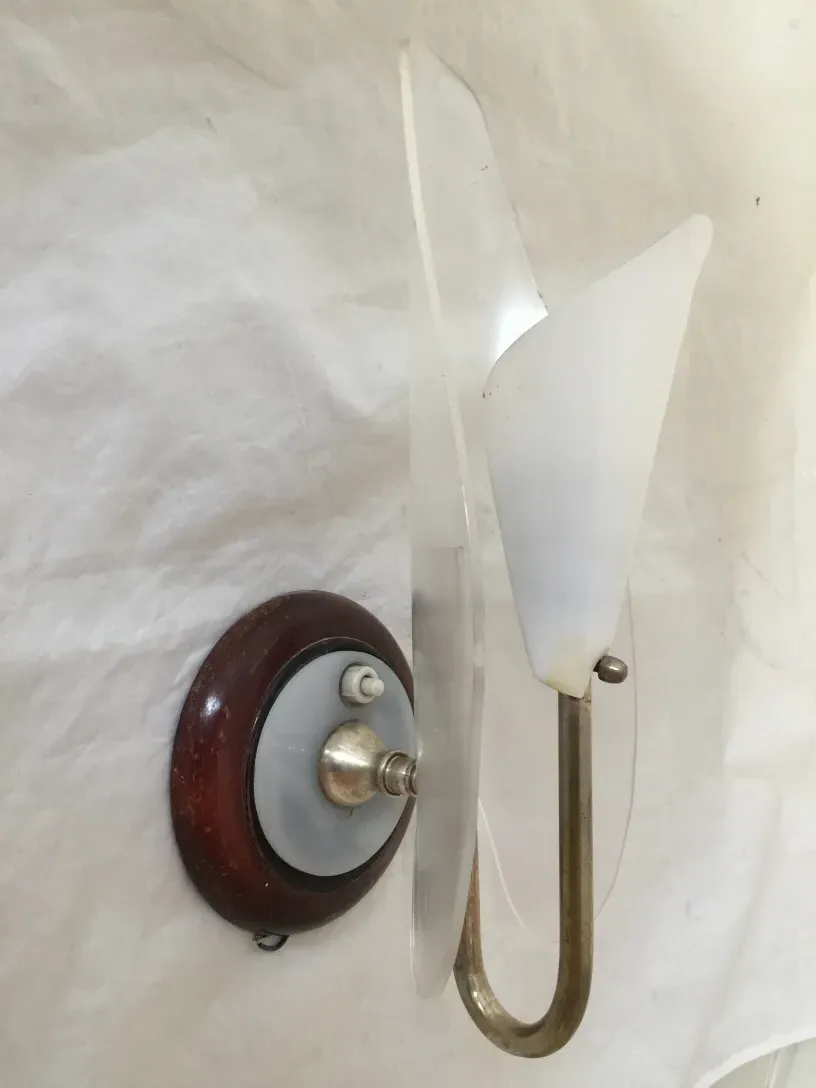 Antique sconces with wood and glass base, stylish and unique.
