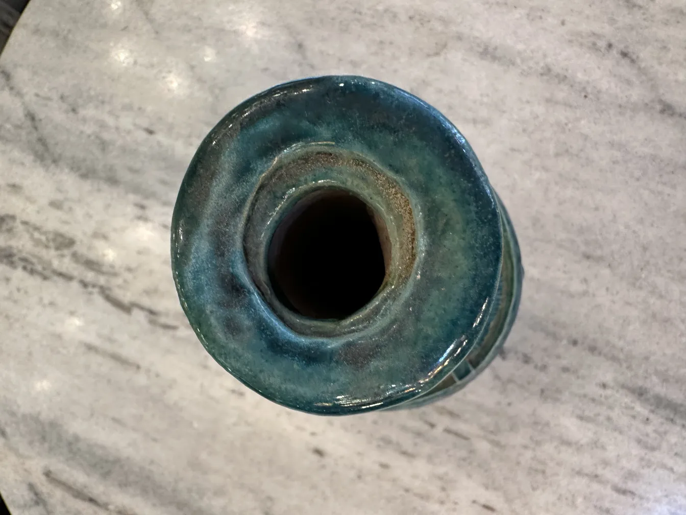 Ancient ceramic vase with blue finish