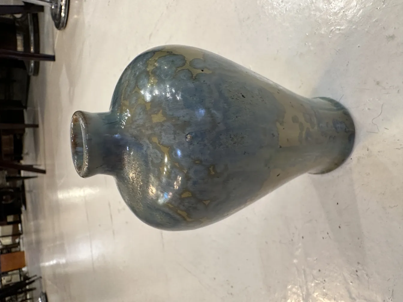 Antique blue vase with golden details, classic decoration