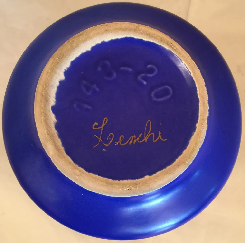 antique bright blue ceramic with visible golden details