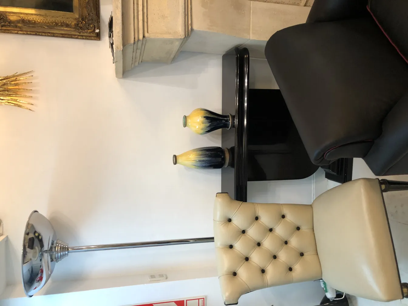 Antique ceramic vases in a modern decorative setting