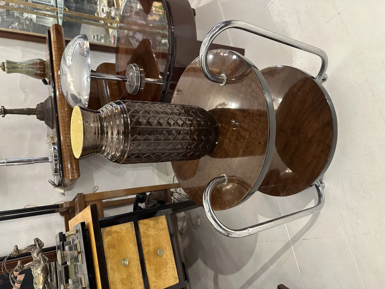 Antique ceramic vase with decorative patterns on a table