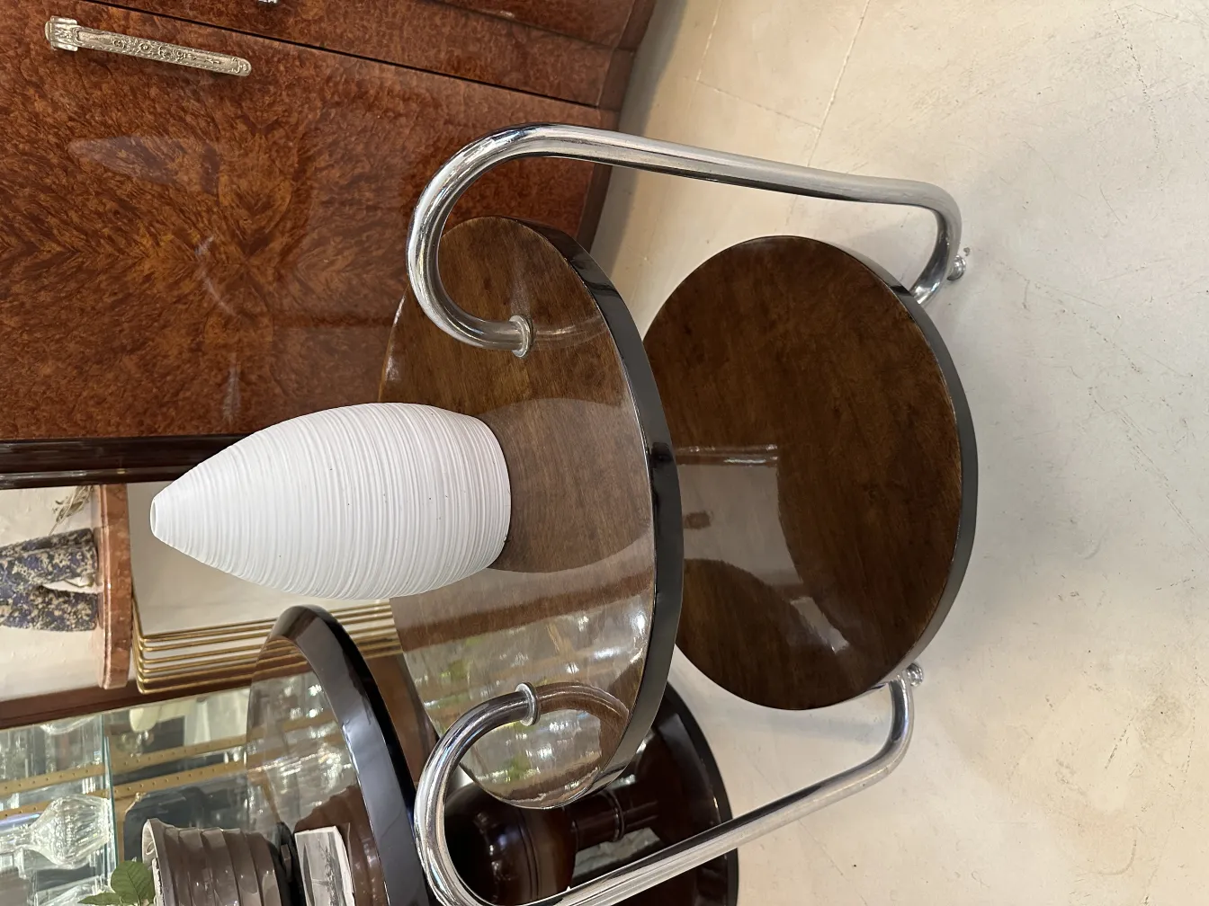 White textured ceramic vase, antique ambience