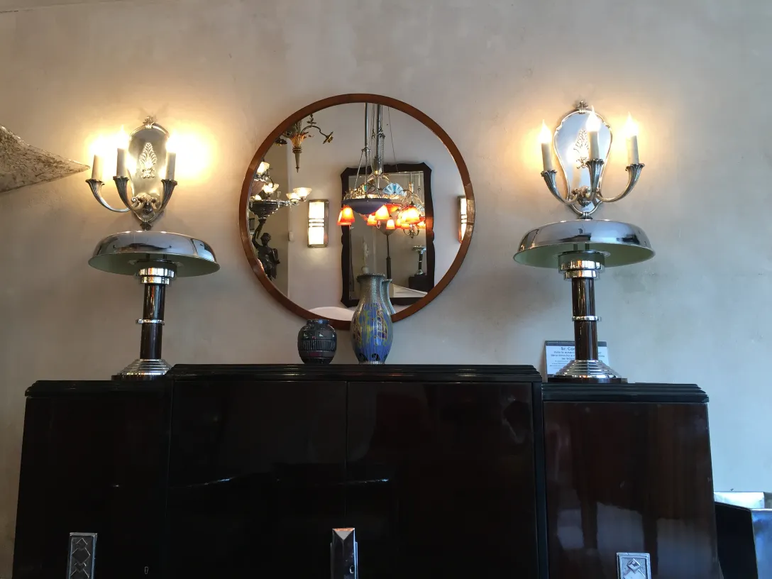 Beautiful antique decorative ceramic on an elegant furniture