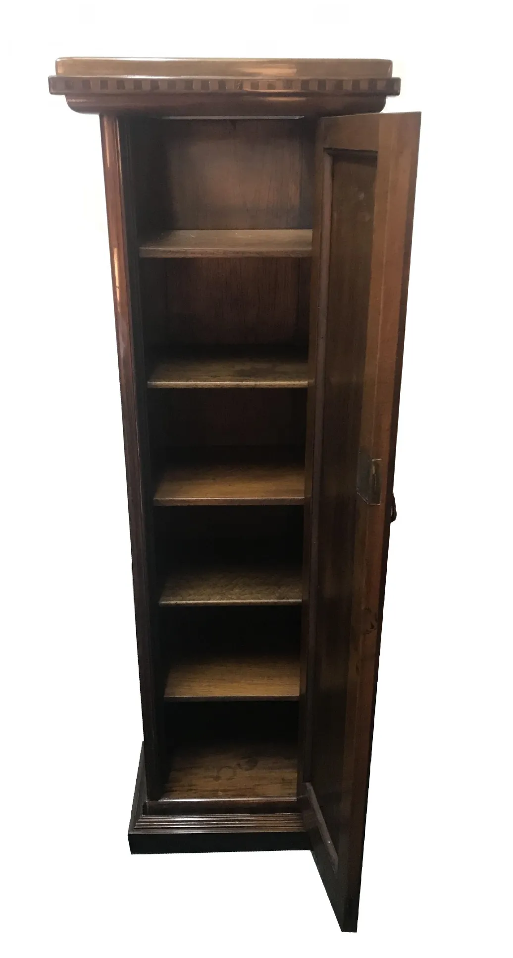 antique storage column with doors and shelves