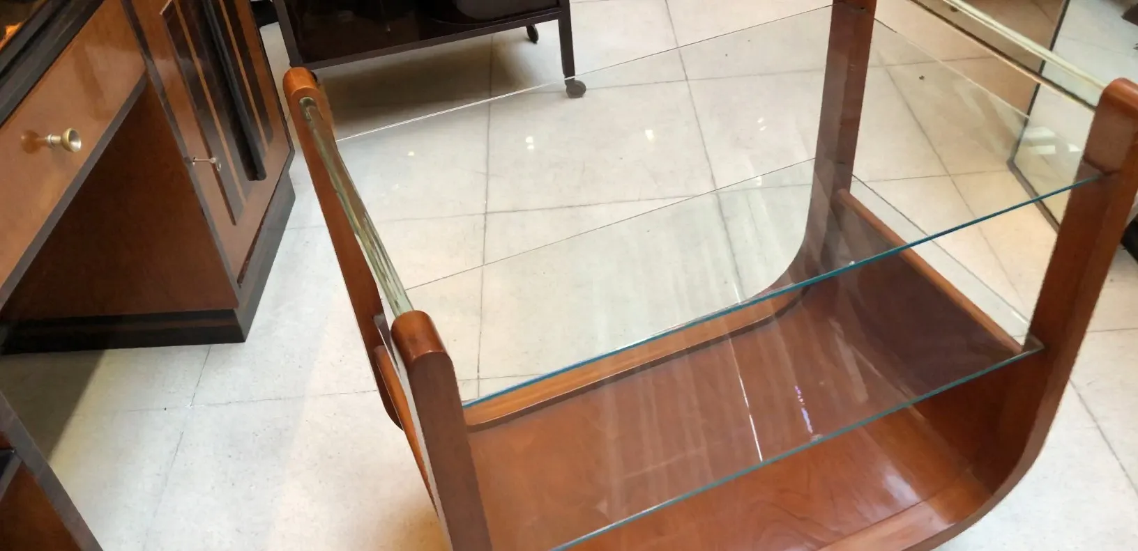 Elegant antique cocktail trolley in a cozy setting