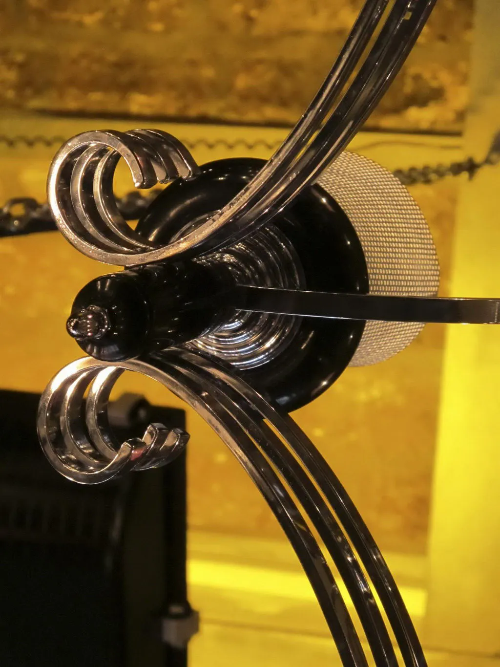 Antique hanging lamp with black and silver details