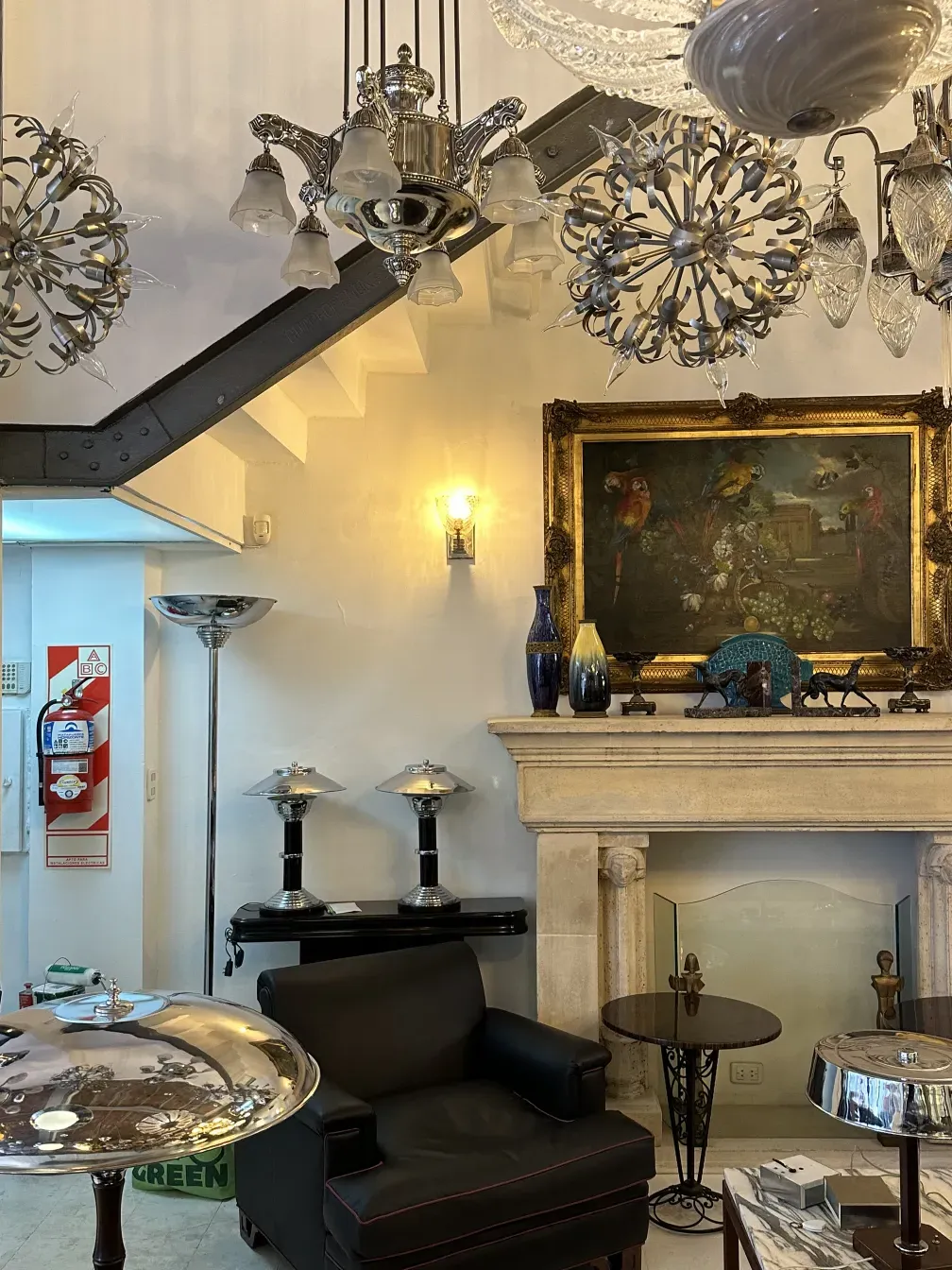 Antique hanging lamp with elegant design in a classic setting