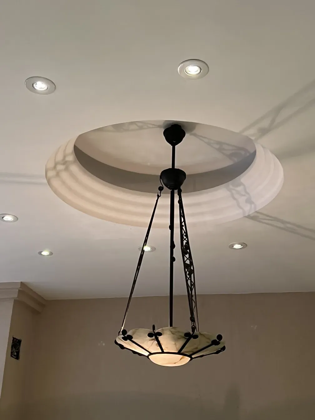 Antique hanging lamp with classic design in a room