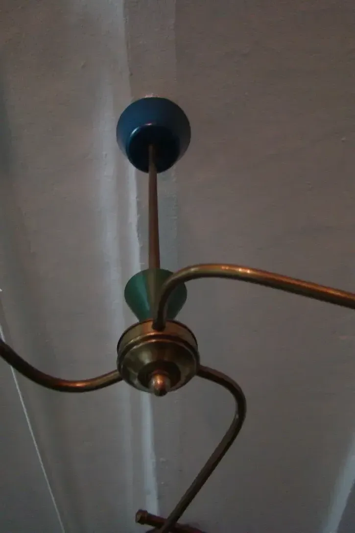 Antique hanging lamp by Boris Lacroix with colorful details.