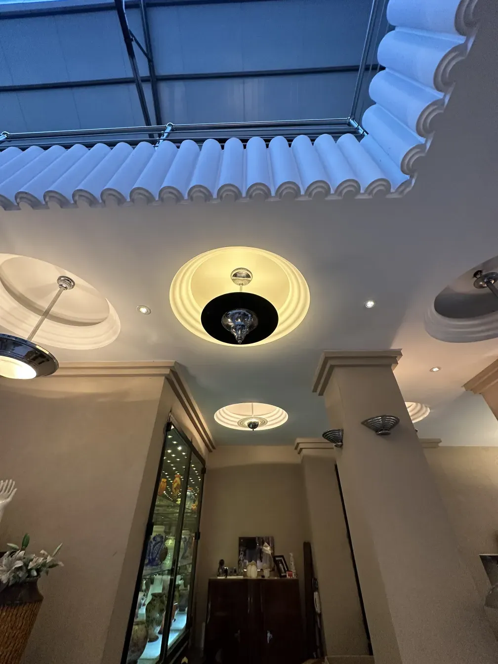 Antique hanging lamp with moderate design in an elegant setting