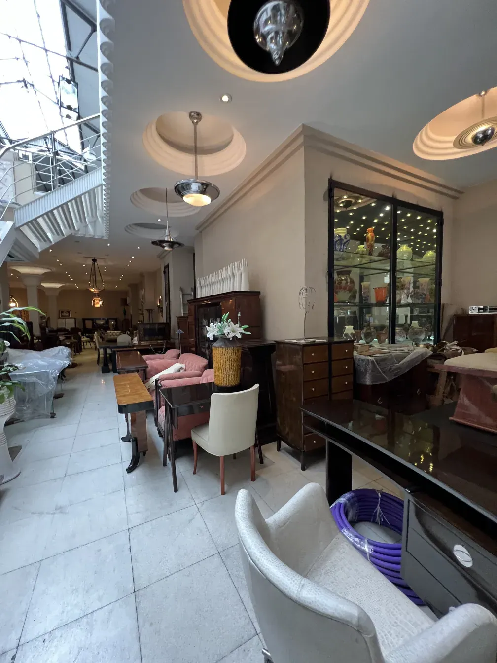 Antique hanging lamp in an elegant setting, stylish decor.