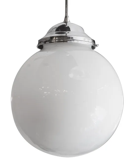 Antique hanging lamp with a white sphere design