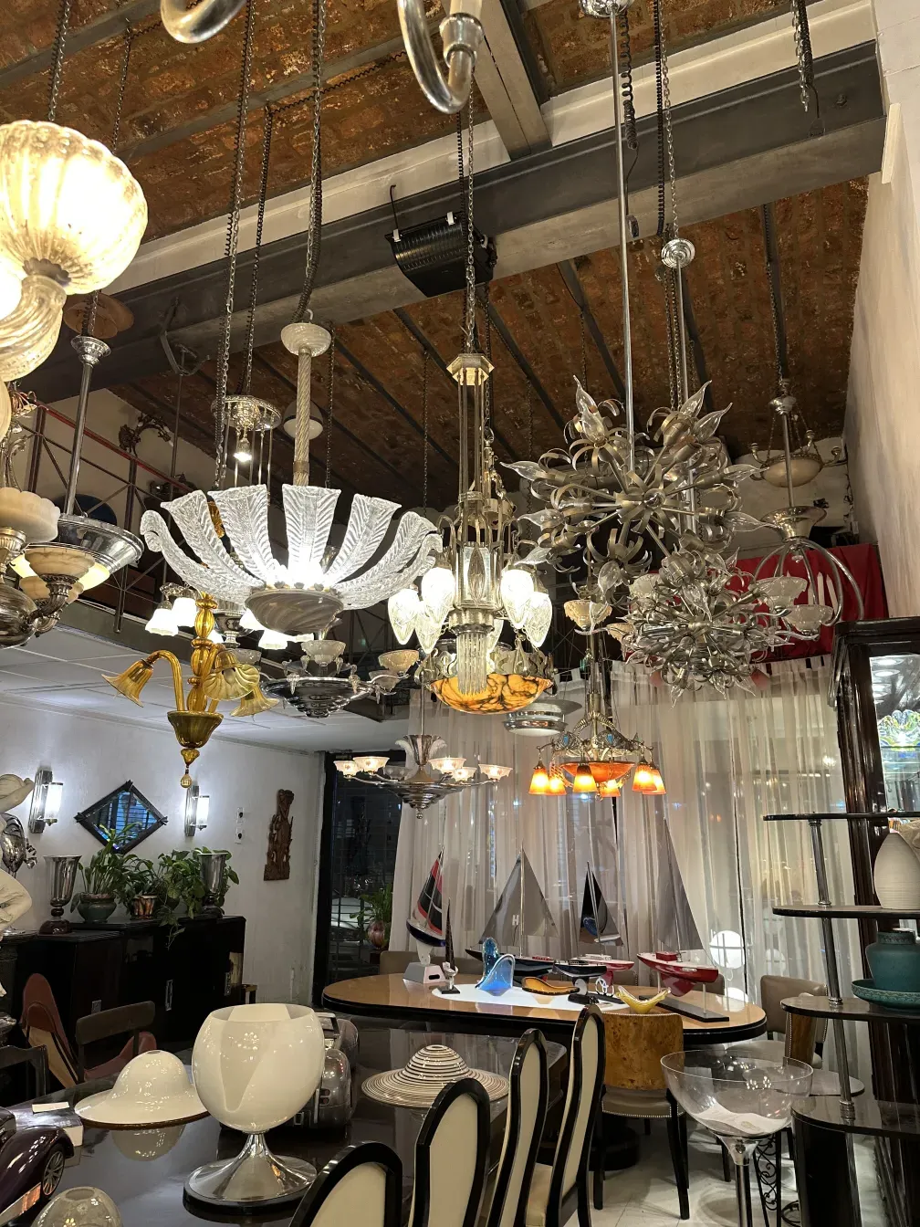 Antique hanging lamp shining in an elegant setting