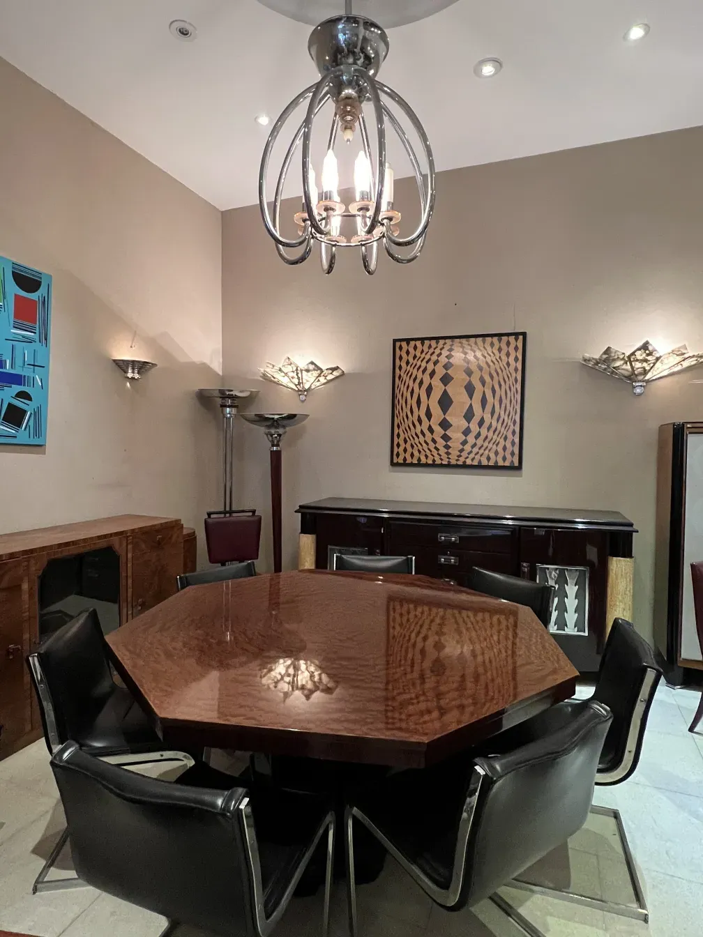 Antique hanging lamp in a stylish and cozy setting.