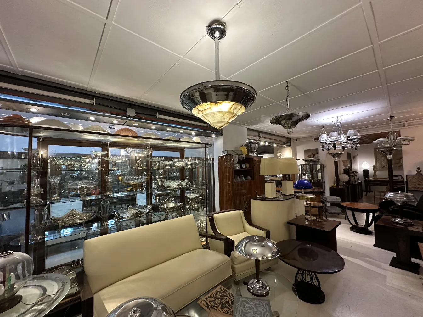 Antique hanging lamp with elegant design lighting a room