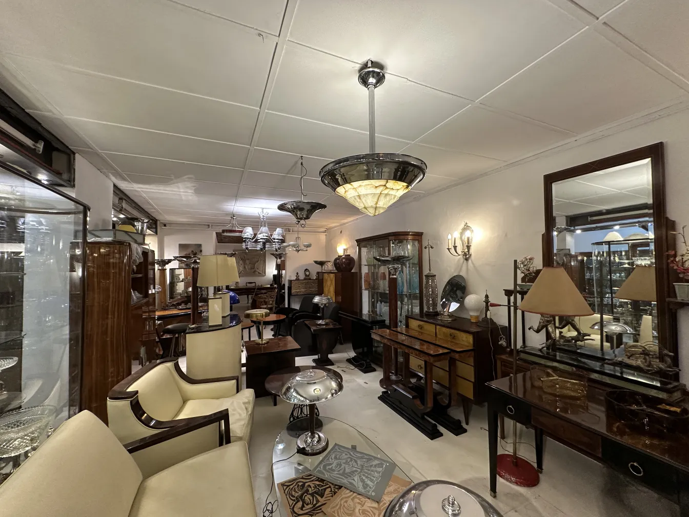 Antique hanging lamp in an elegant and cozy setting.