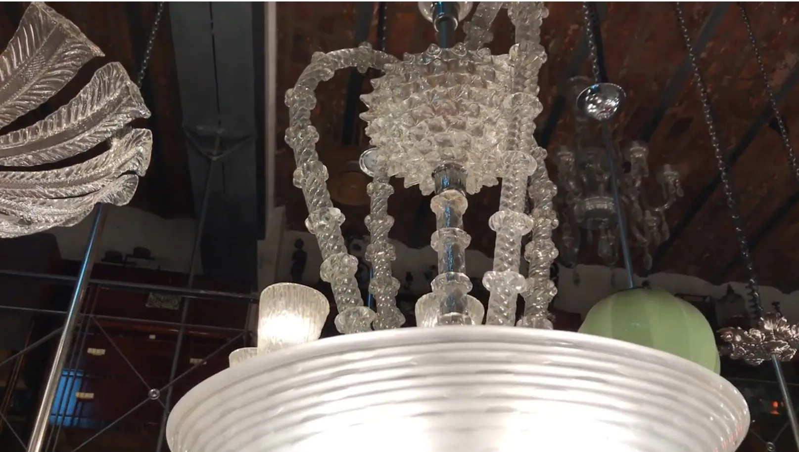 antique hanging lamp by Paolo Venini, glass, elegance and style