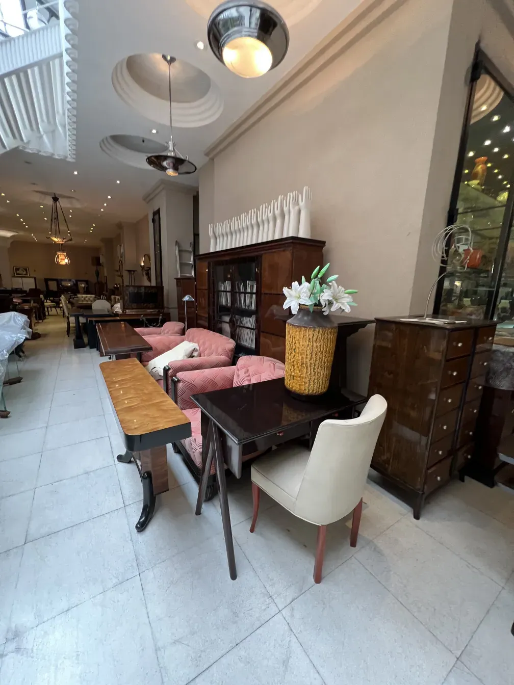 Antique hanging lamp with elegant decoration, in a cozy setting.