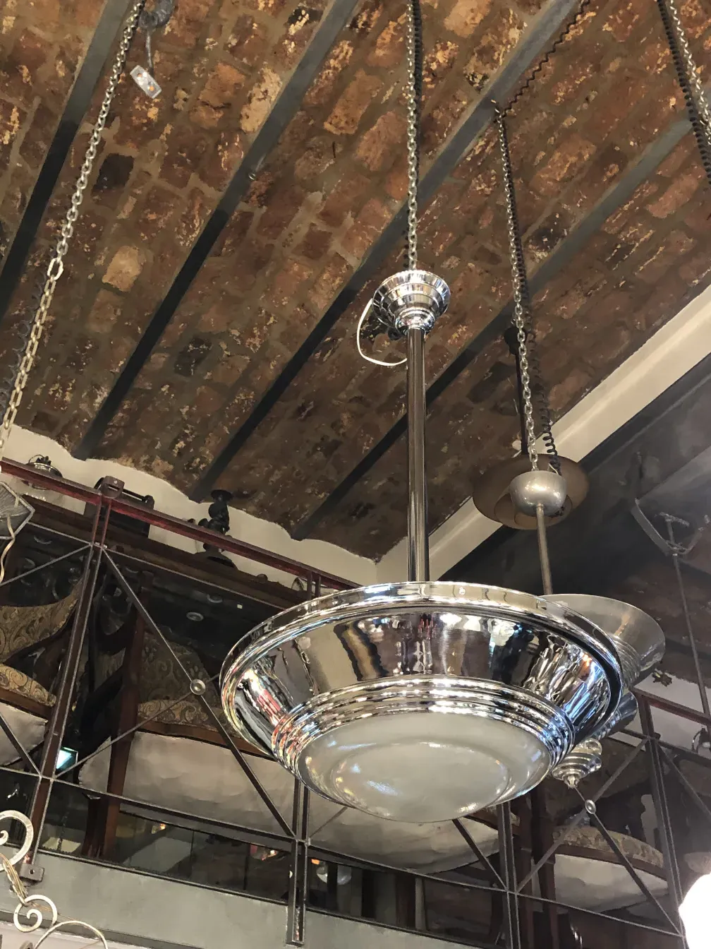 Shiny antique hanging lamp from the ceiling