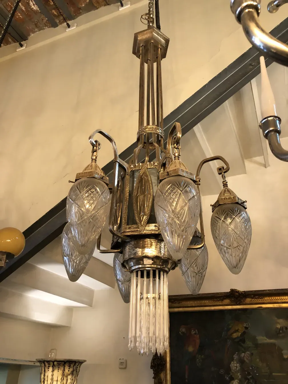 antique hanging lamp in decorative style with crystals