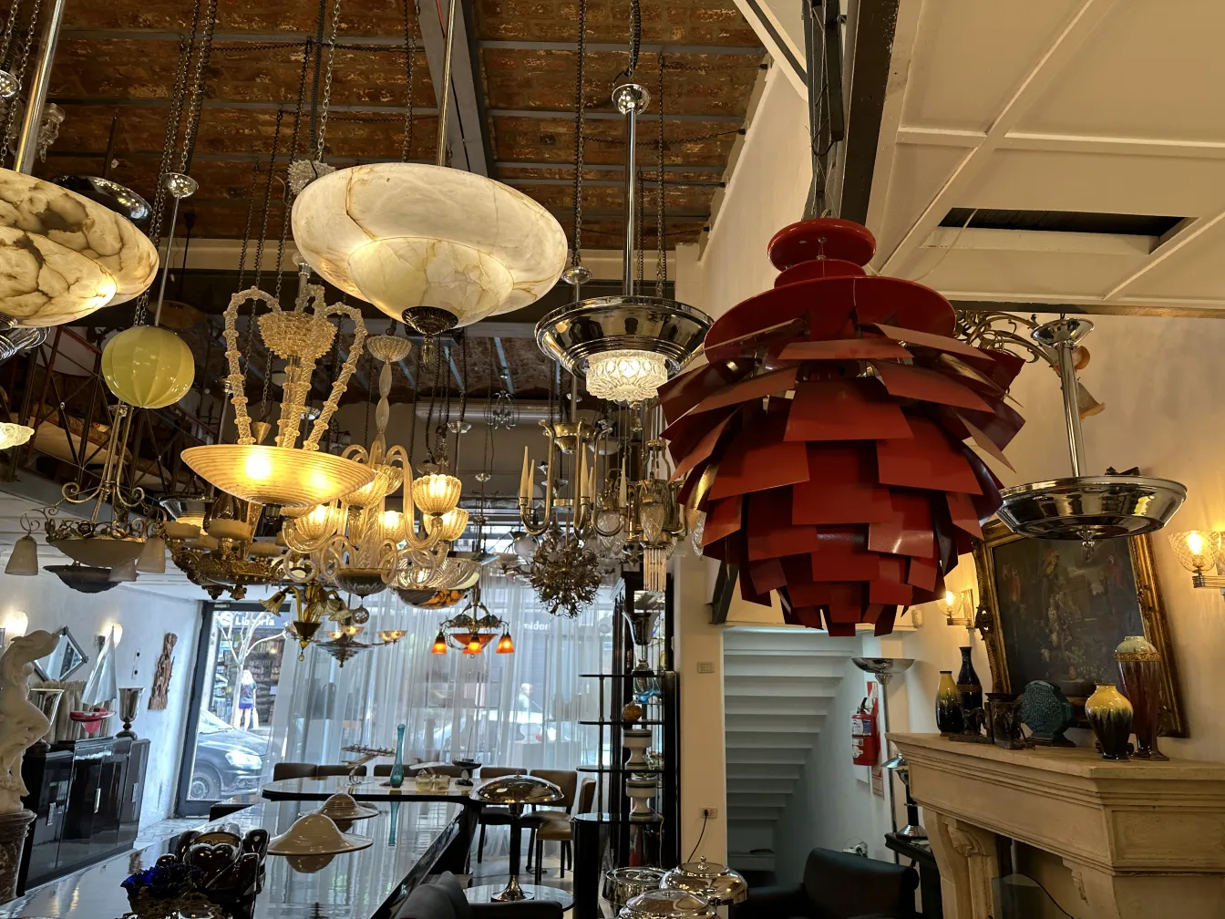 antique hanging lamp in a decorative setting