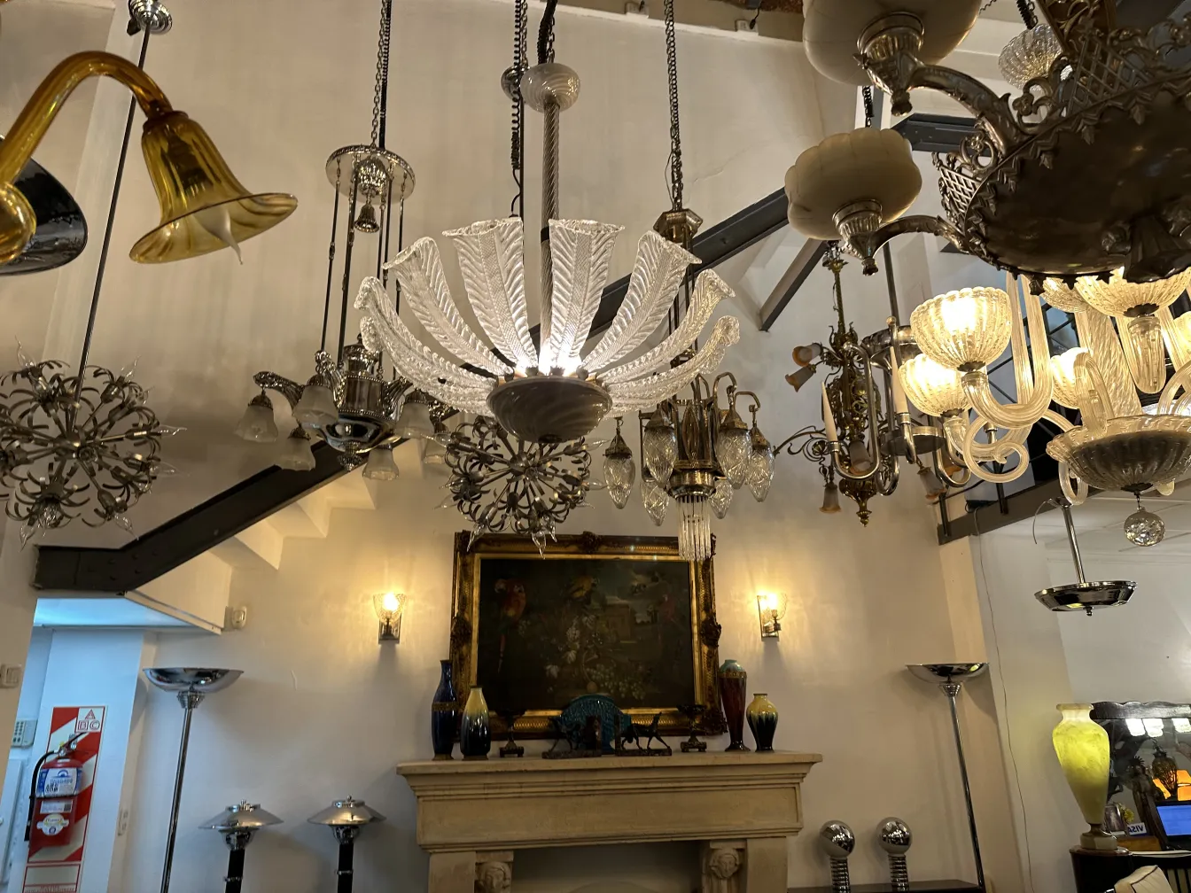 antique hanging lamp with elegant design, bright details illuminating the space