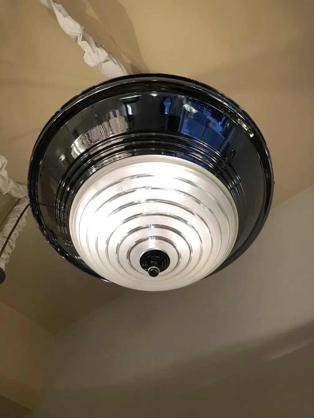 Antique hanging lamp in chrome with shiny details