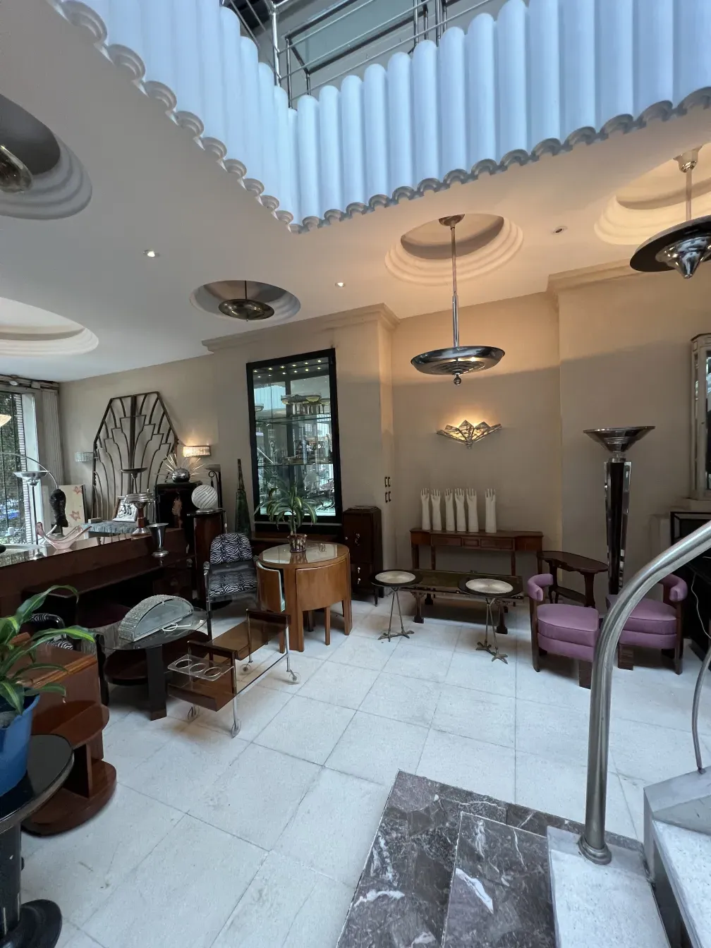 Antique hanging lamp with elegant design in a cozy setting.