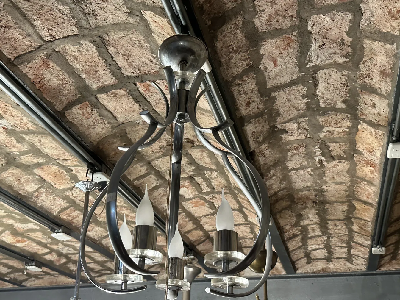 Antique hanging lamp with soft light and elegant design.