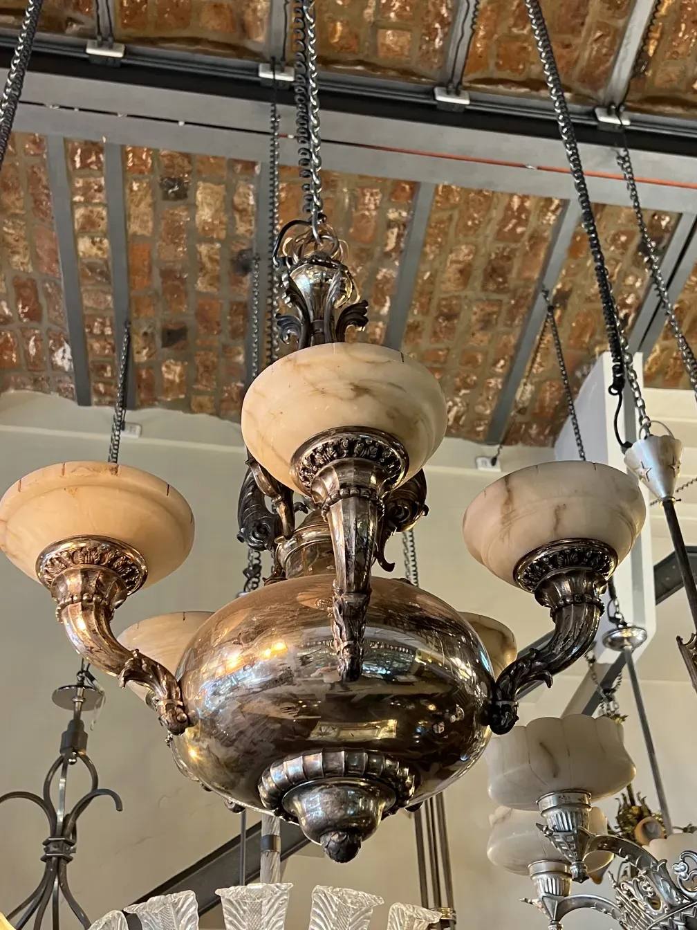 Antique hanging lamp with glass shades, stylish design