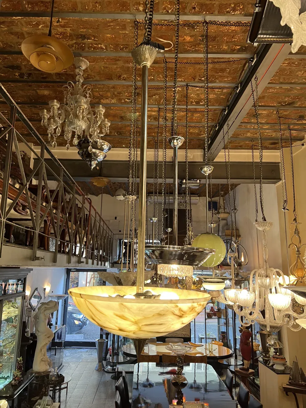 antique hanging lamp with elegant design and chains