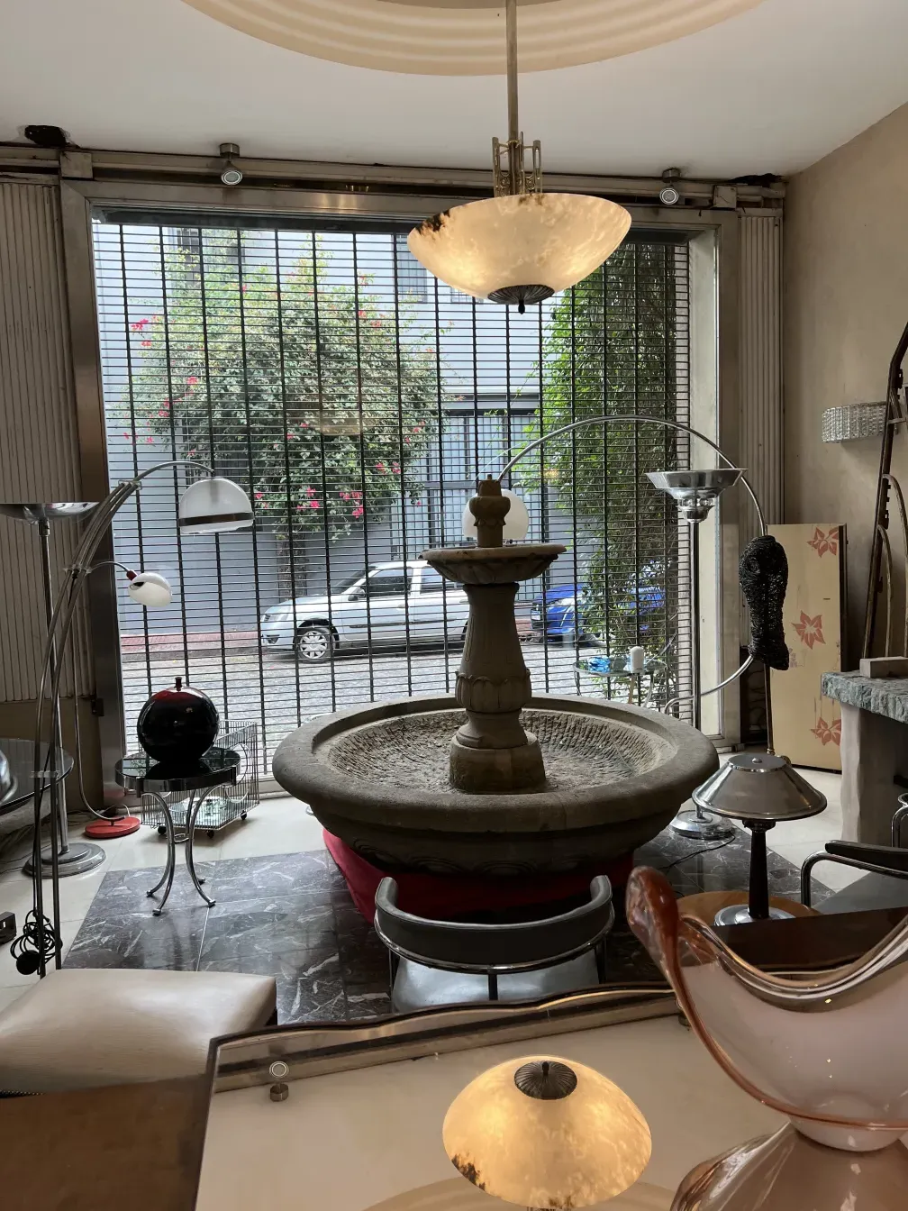 antique hanging lamp with decorative style and warm light