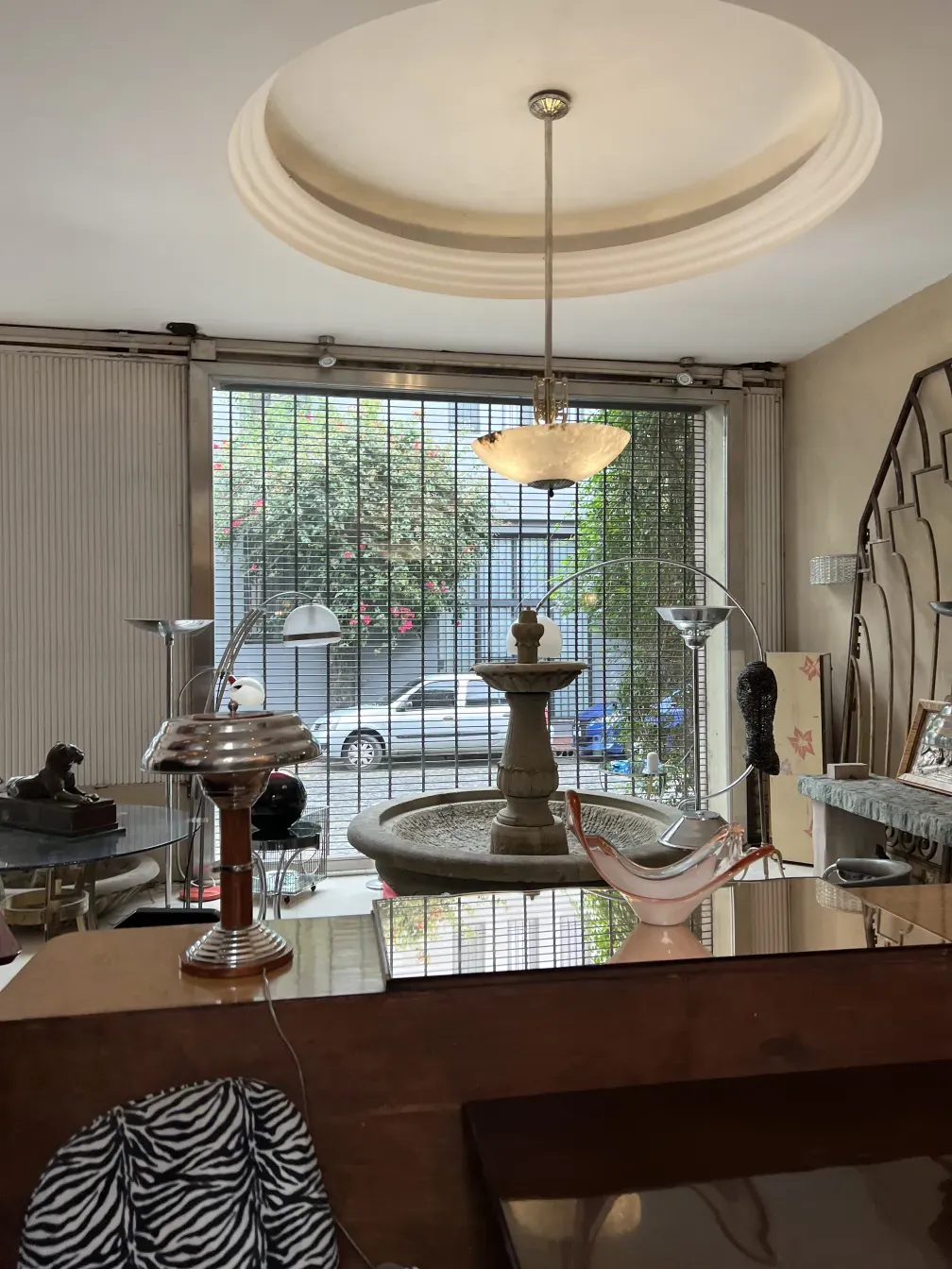 Antique hanging lamp with exclusive design in an elegant setting.